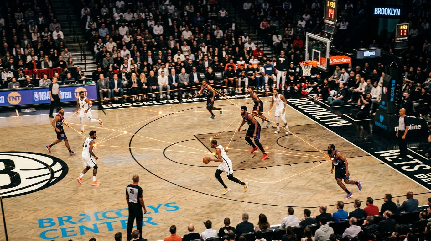 Sistema de rastreo de jugadores NBA con datos en tiempo real en una cancha de baloncesto